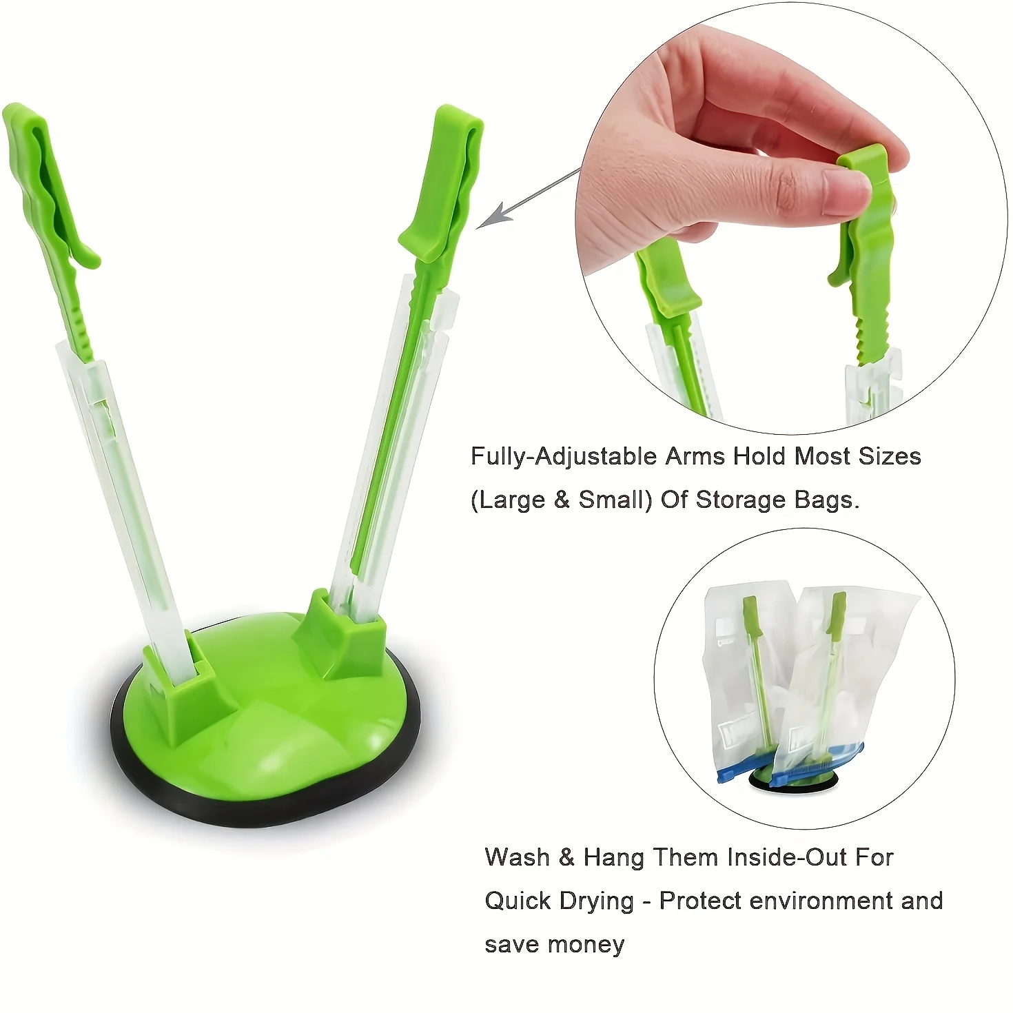 Meal Prep Chef - Zipper Bag Holder Plastic Adjustable NonSlip