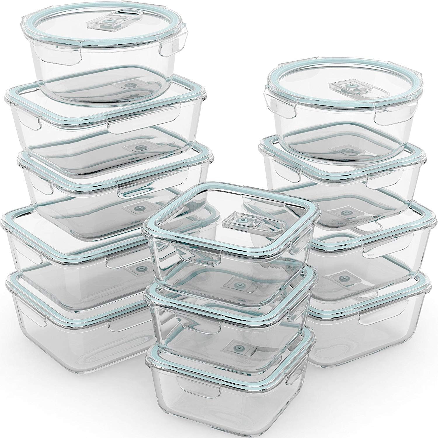 Meal Prep Glass - 24 Pc Airtight Glass Food Storage
