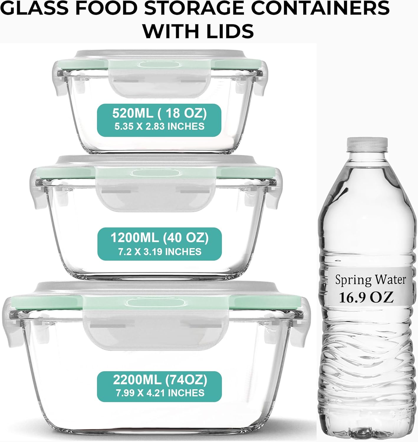 6 PC Square Glass Food Storage - Meal Prep Glass のレビューと価格