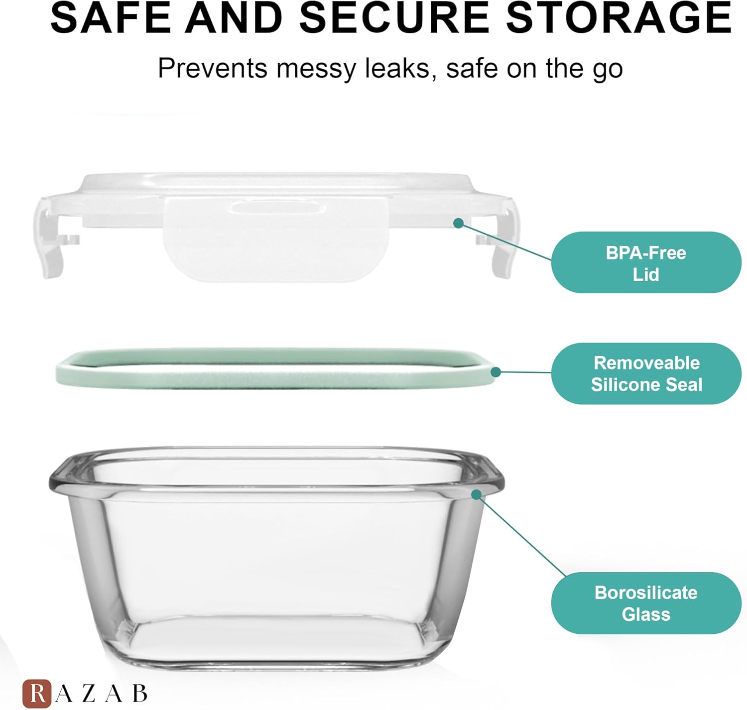 6 PC Square Glass Food Storage - Meal Prep Glass のレビューと価格