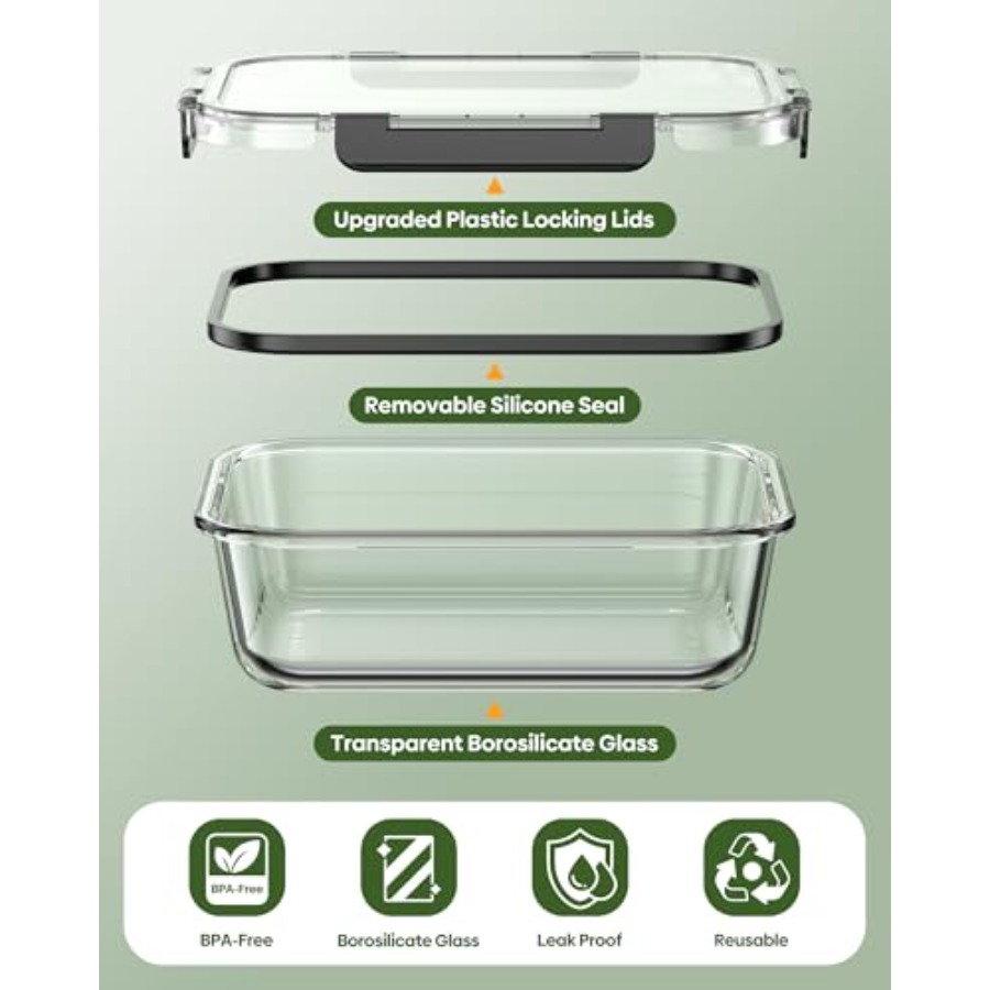 40 PCS Glass Food Storage Cont - Meal Prep Glass のレビューと価格