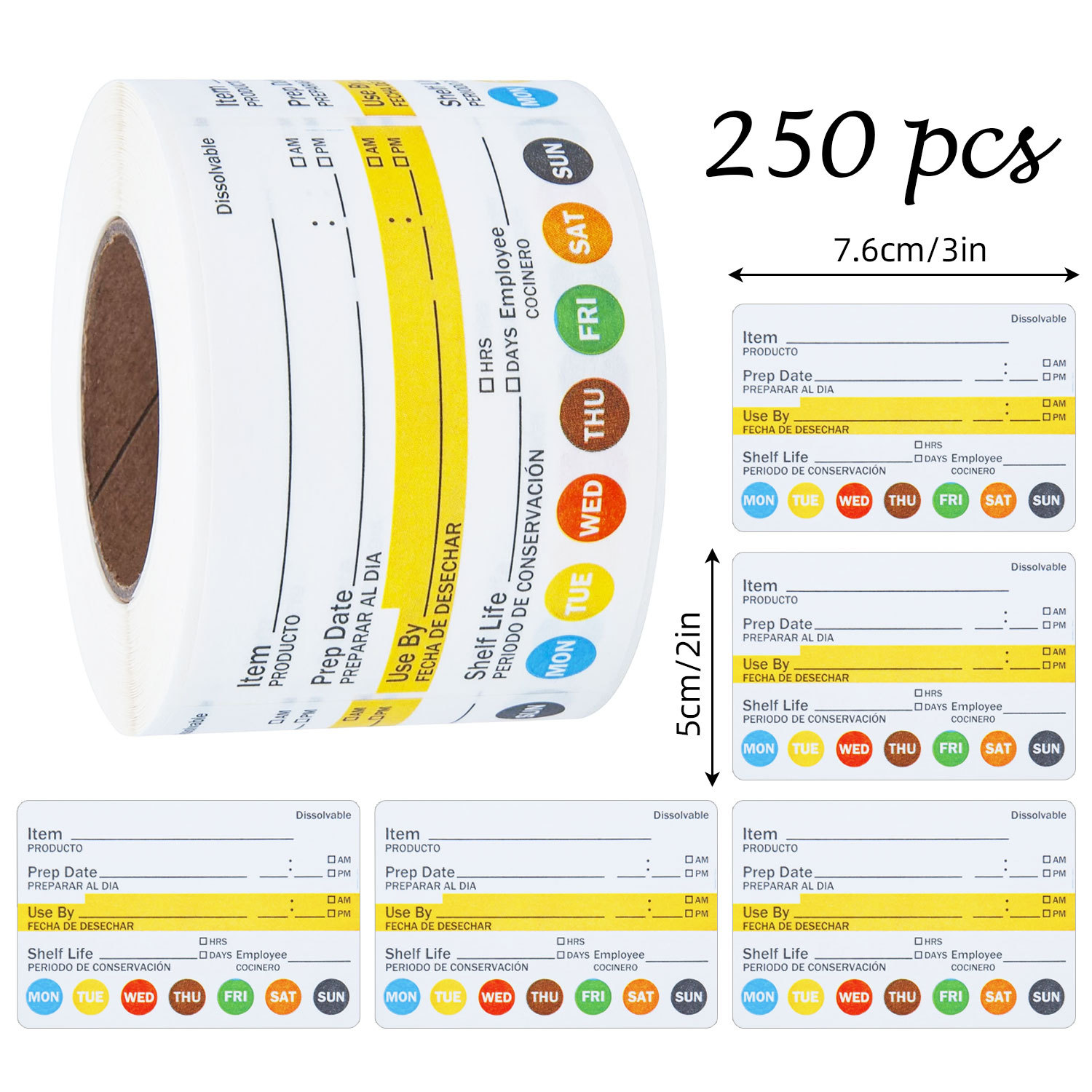 250Pcs/Roll Food Date Labels W - Meal Prep Chef のレビューと価格