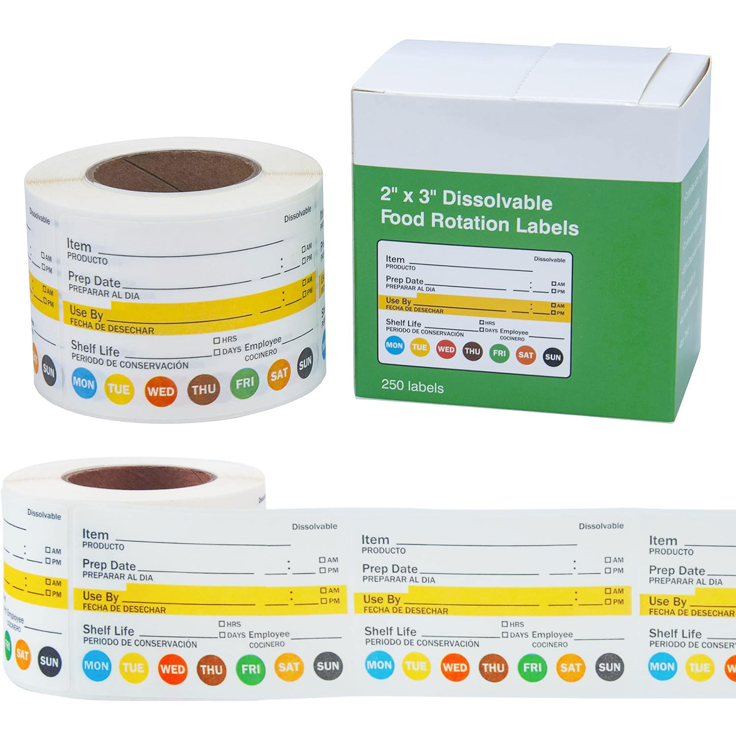 250Pcs/Roll Food Date Labels W - Meal Prep Chef のレビューと価格
