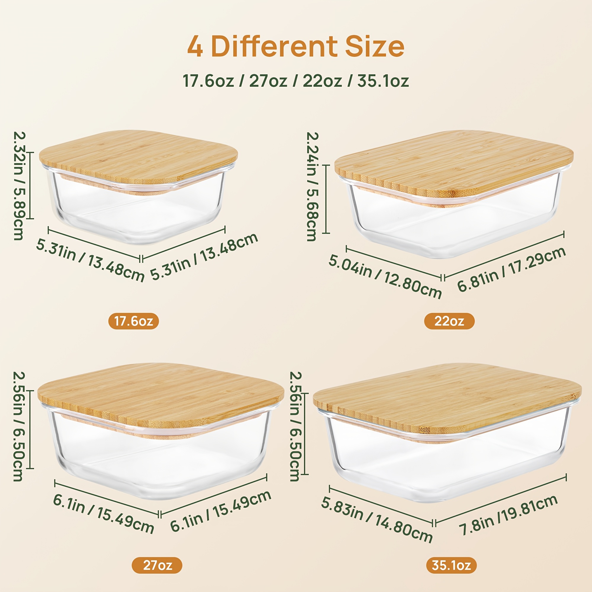 8pcs(4pcs Containers And 4pcs  - Meal Prep Glass のレビューと価格