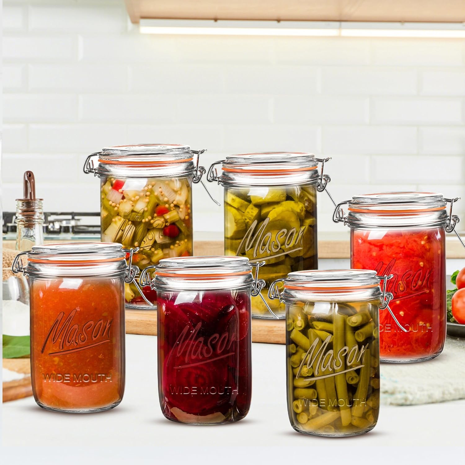 24oz Wide Mouth    Jars – 6 Pa - Meal Prep Glass のレビューと価格
