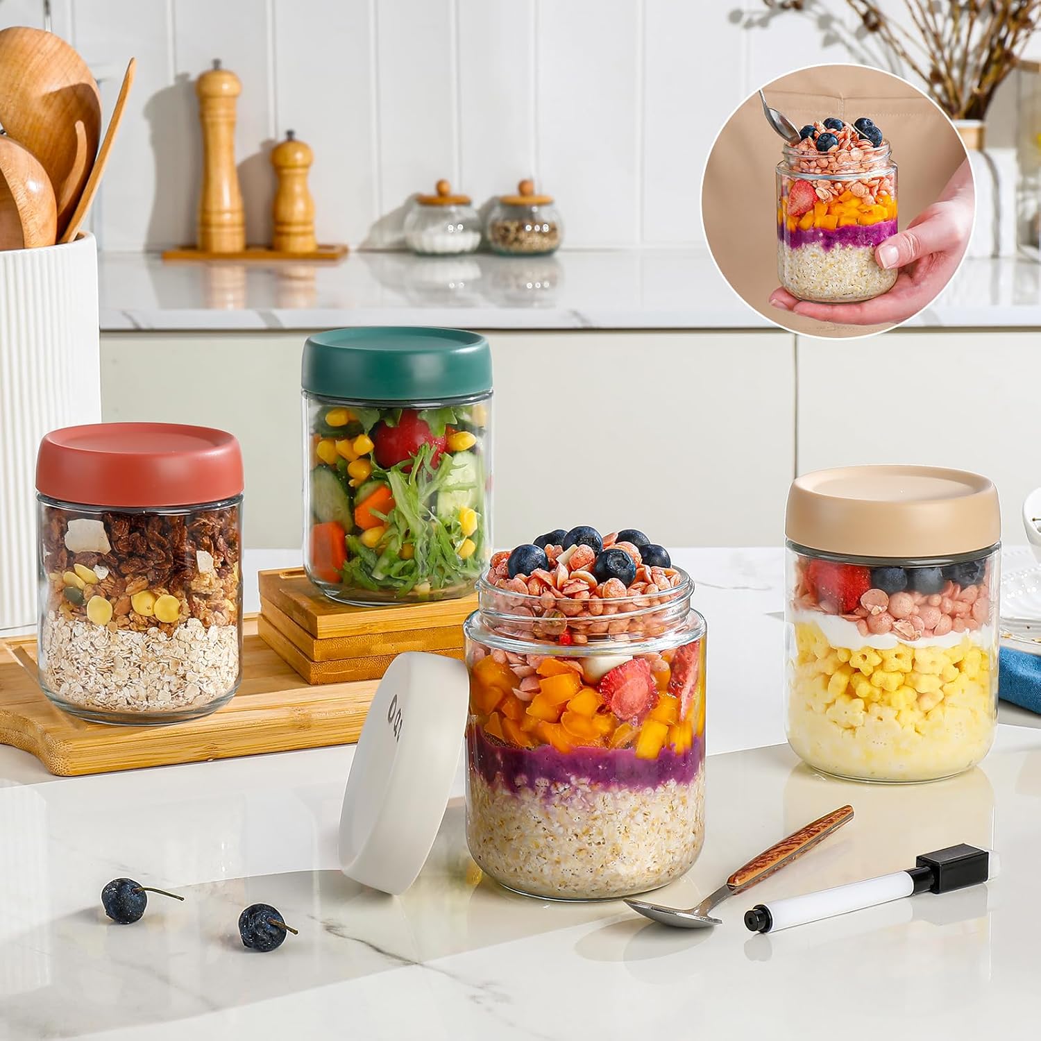 Glass Overnight Oats Container - Meal Prep Yogurt Containers のレビューと価格