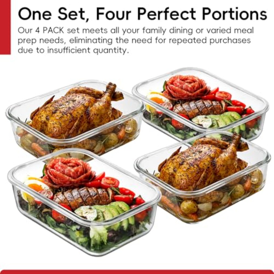 4 Pack 8 Cups/ 63oz Large Glas - Meal Prep Glass のレビューと価格