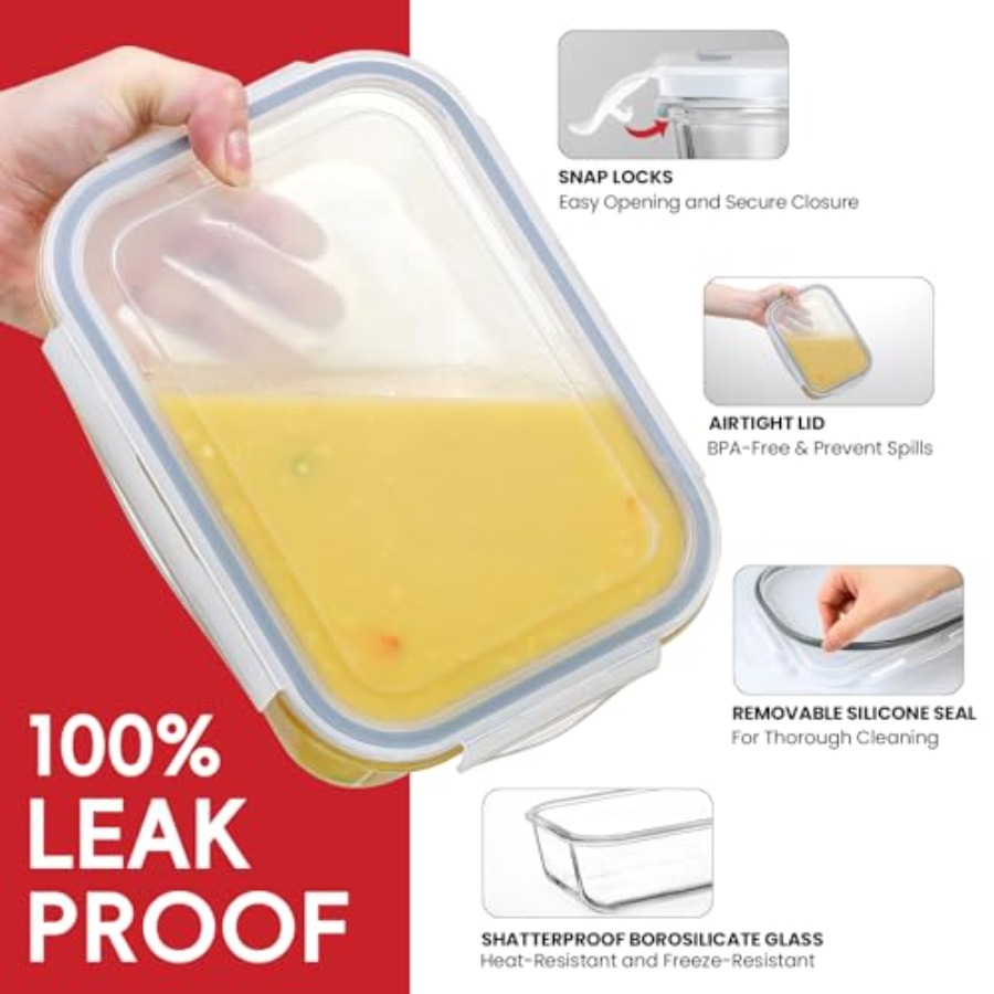 4 Pack 8 Cups/ 63oz Large Glas - Meal Prep Glass のレビューと価格