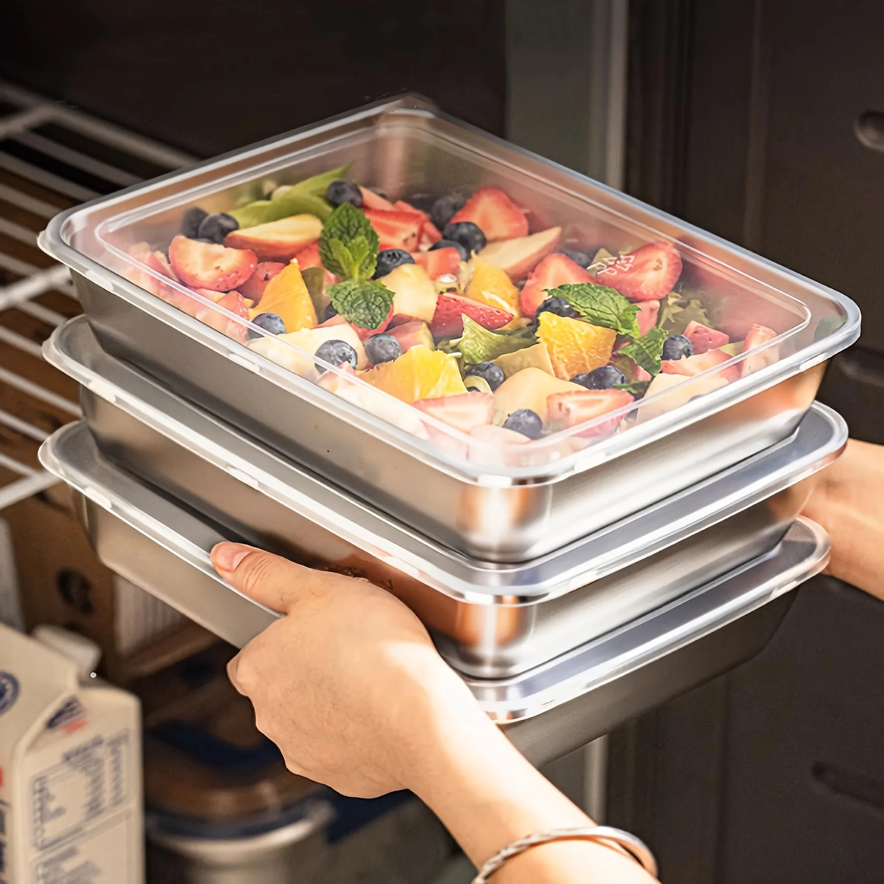 3pcs Stainless Steel Food Cont - Meal Prep Glass のレビューと価格