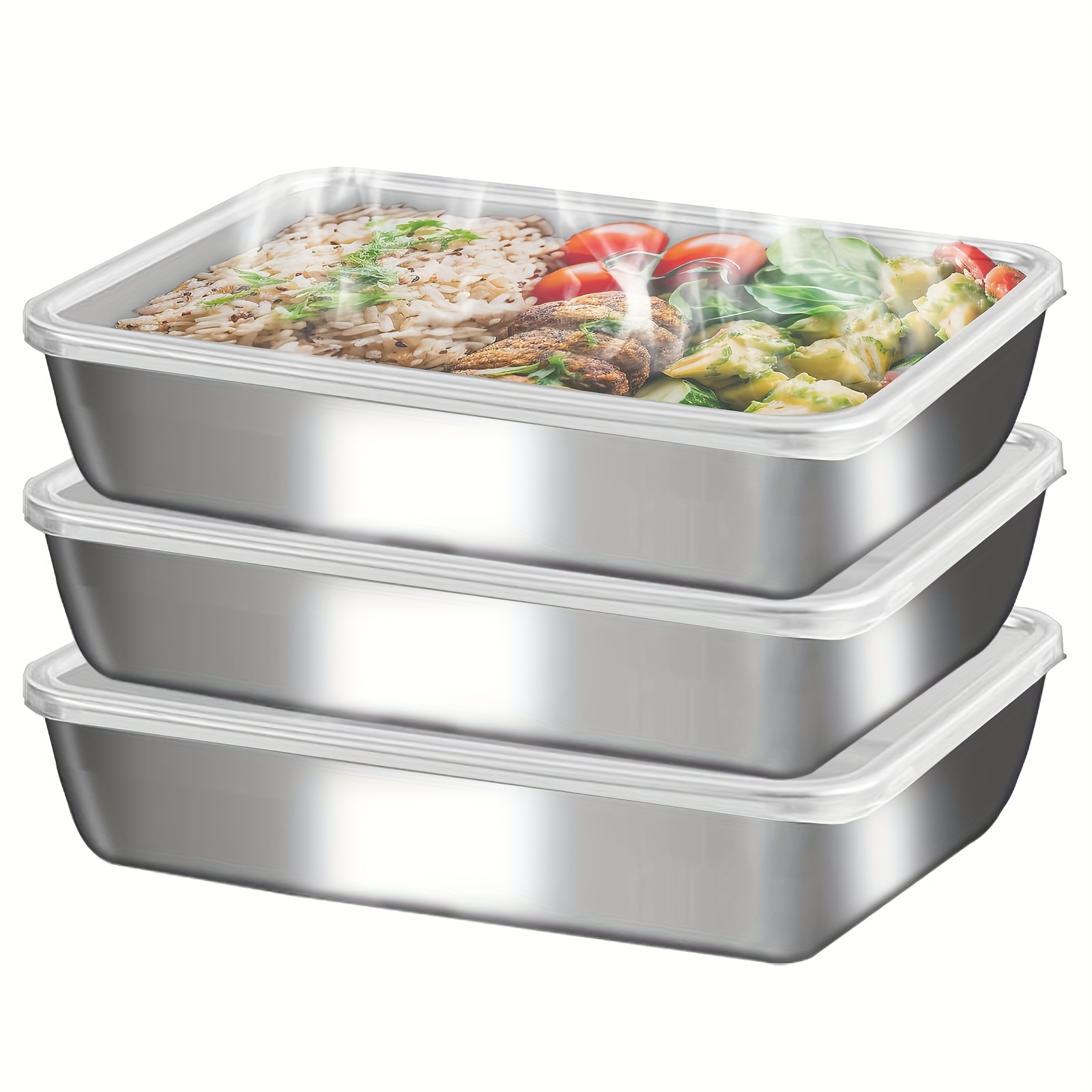 3pcs Stainless Steel Food Cont - Meal Prep Glass のレビューと価格
