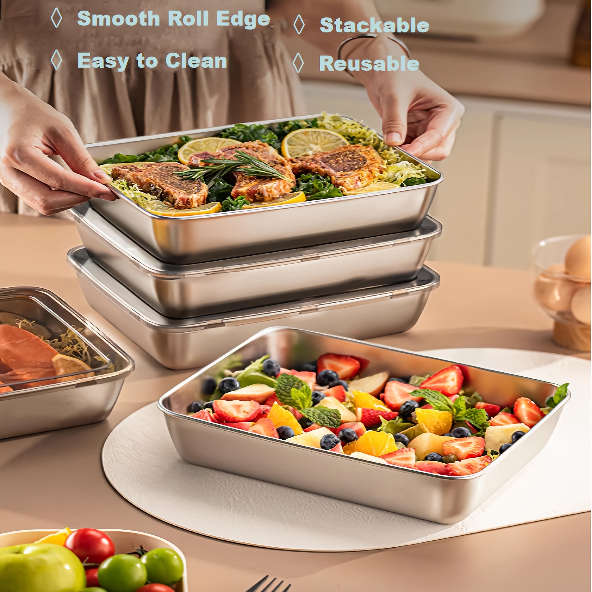 3pcs Stainless Steel Food Cont - Meal Prep Glass のレビューと価格