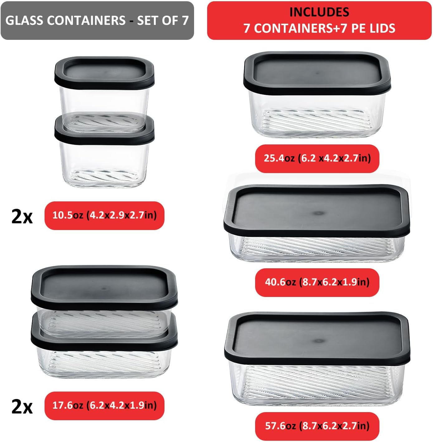 7 Pack Glass Meal Prep Contain - Meal Prep Glass のレビューと価格