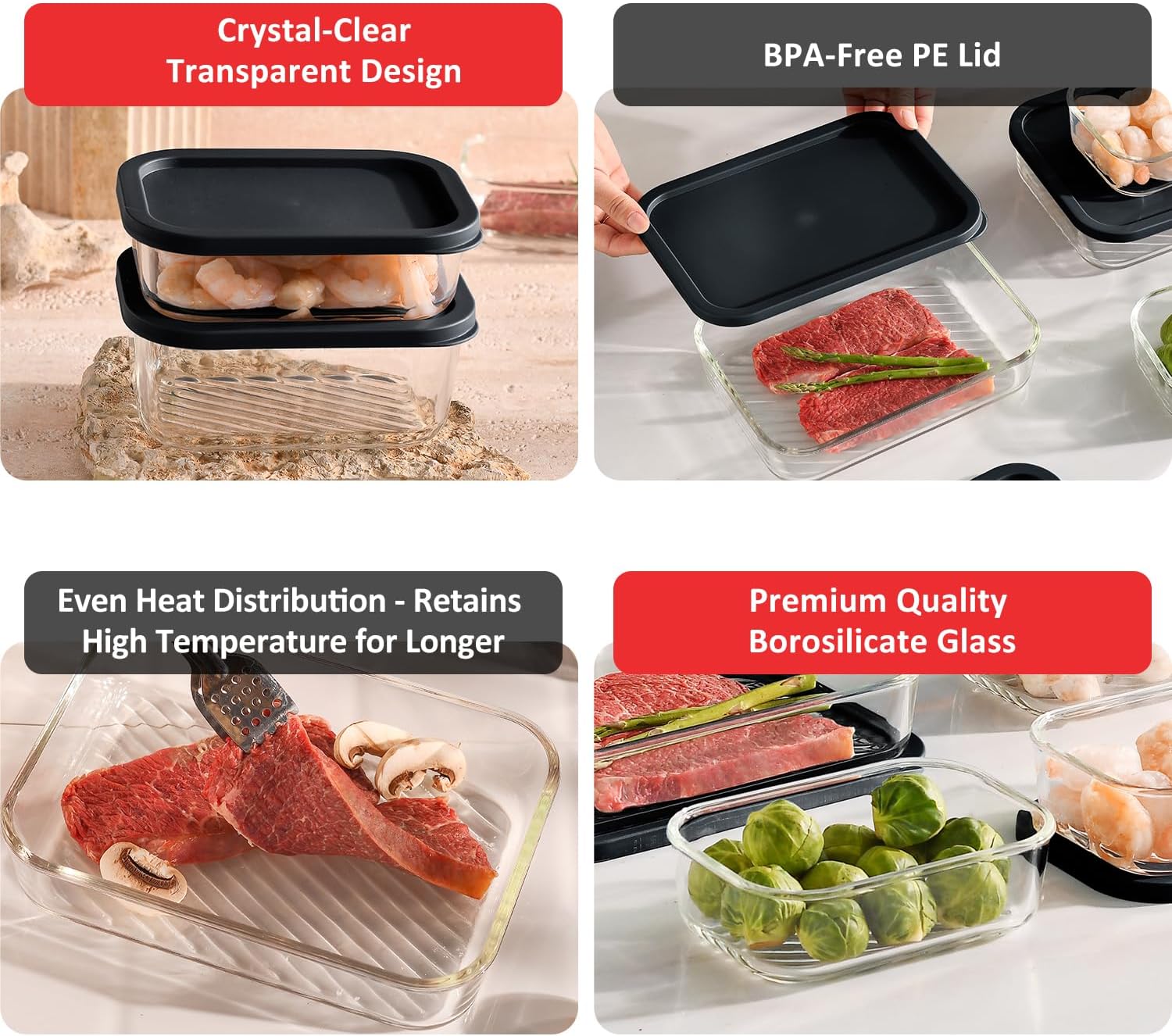 7 Pack Glass Meal Prep Contain - Meal Prep Glass のレビューと価格