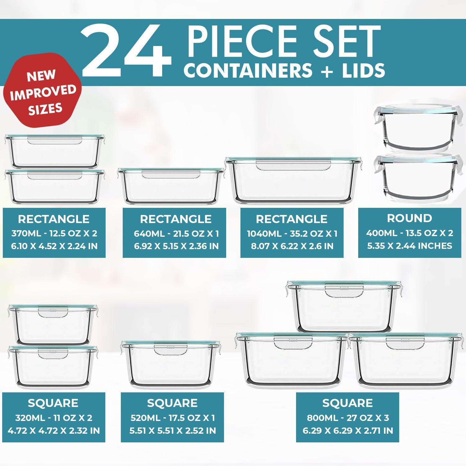 24 Pc Airtight Glass Food Stor - Meal Prep Glass のレビューと価格