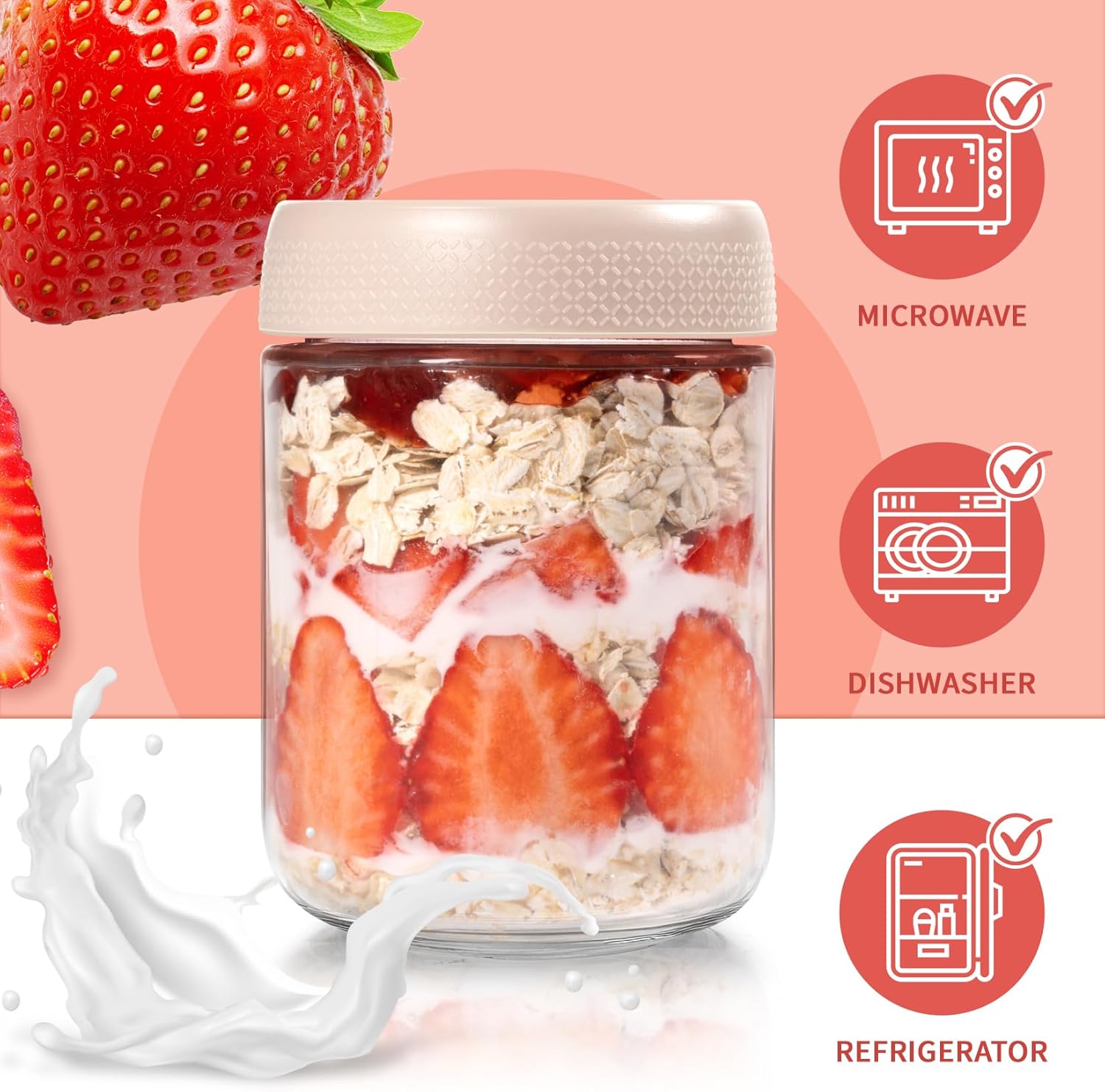 6 Pack 16oz Overnight Oats Con - Meal Prep Yogurt Containers のレビューと価格
