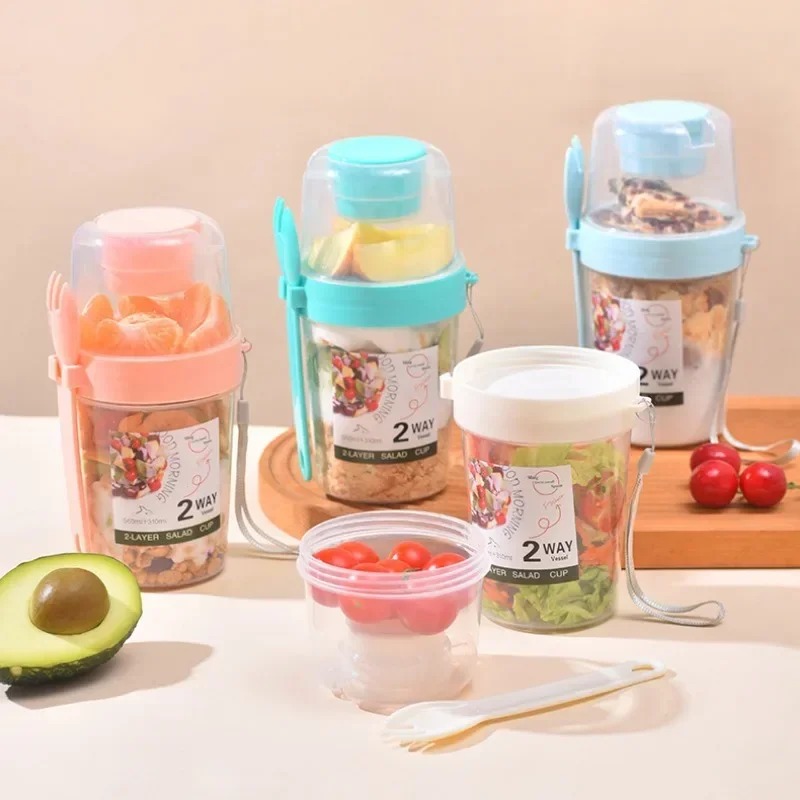 Portable Salad Cup Double Oatm - Meal Prep Yogurt Containers のレビューと価格