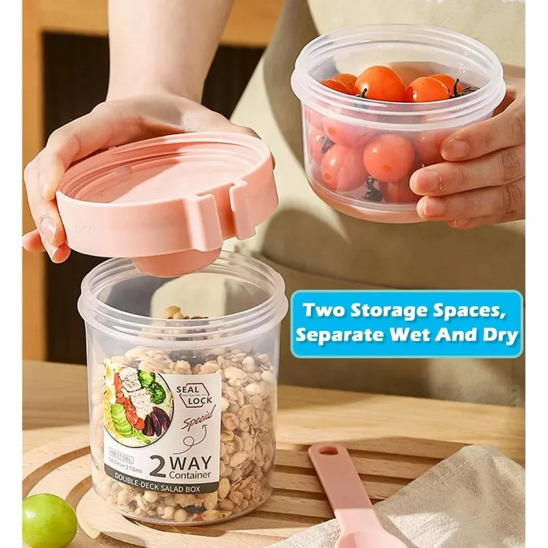 Portable Salad Cup Double Oatm - Meal Prep Yogurt Containers のレビューと価格